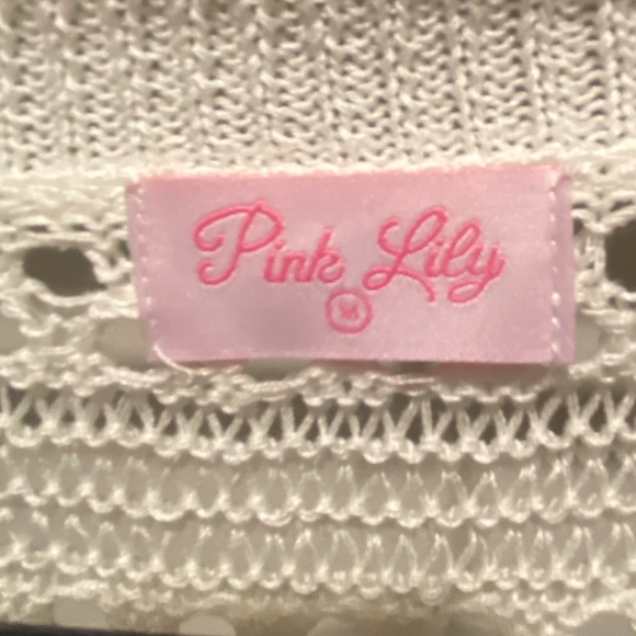 PINK LILY From the Top Open Knit Sweater Sz M - Picture 5 of 5